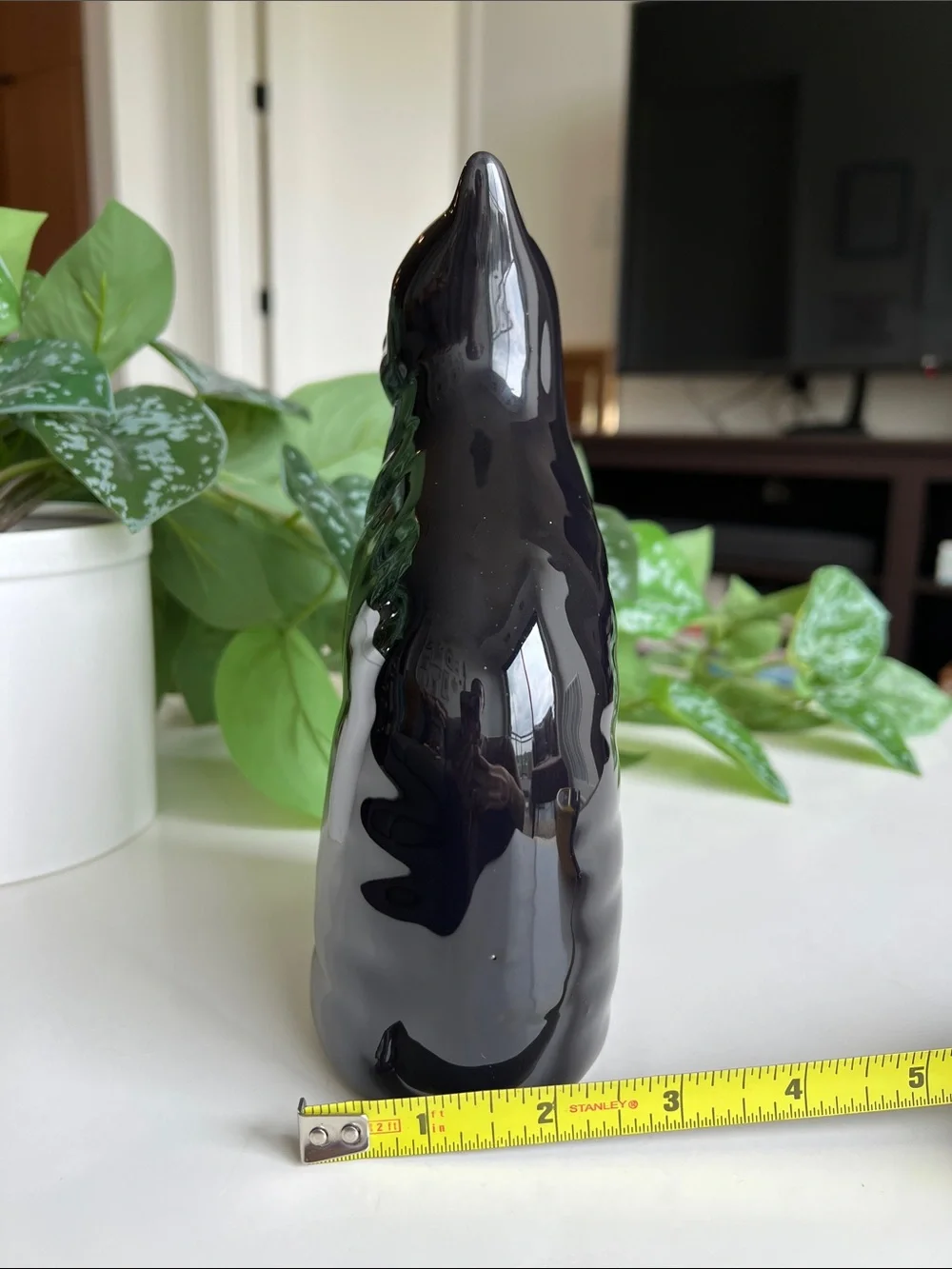 Vintage 80s Enesco Glossy Ceramic Black Cat Decor